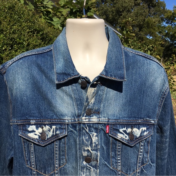 Levi Strauss Stone Wash Acid Wash Denim Mens Jacket Sz 2XL - Picture 2 of 10